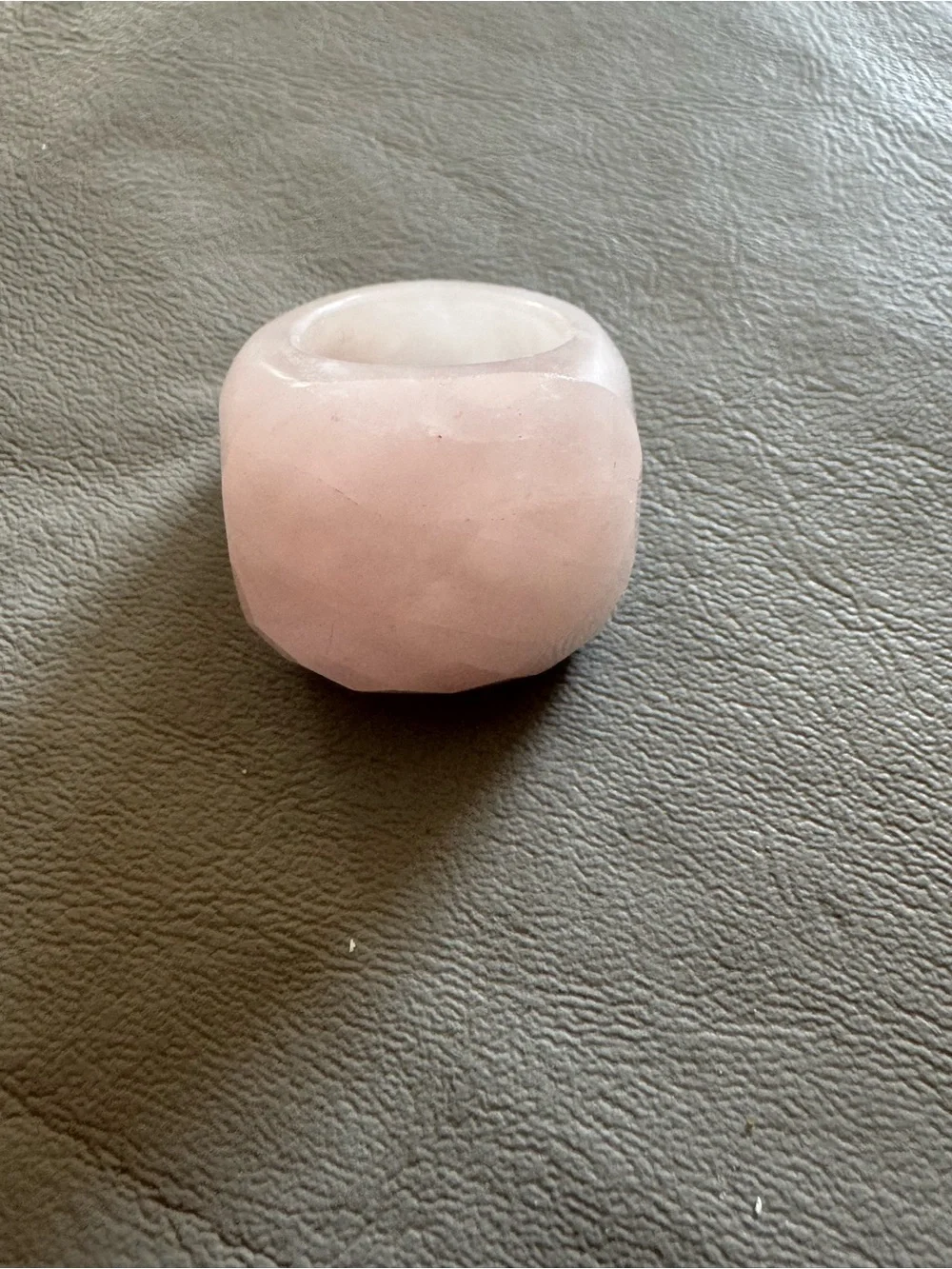 Hand Carved Pink Quartz Ring All Stone Ring. Size 7 (26g)